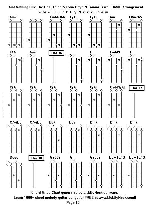 Chord Grids Chart of chord melody fingerstyle guitar song-Aint Nothing Like The Real Thing-Marvin Gaye N Tammi Terrell-BASIC Arrangement,generated by LickByNeck software.